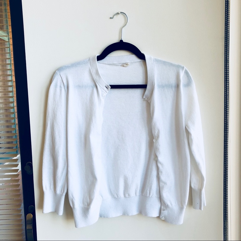 J. Crew Factory Classic Cardigan (White)